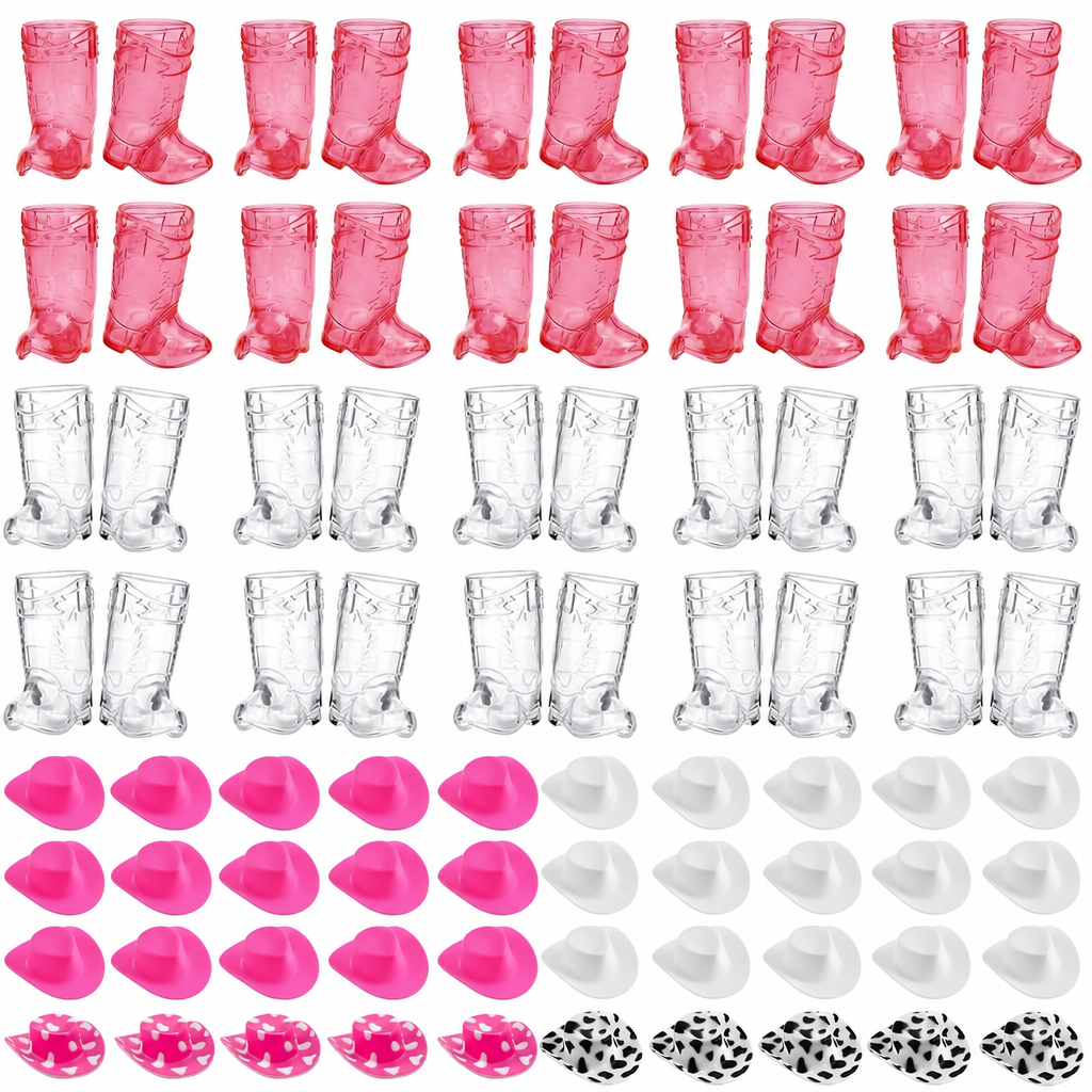 Plastic Cowboy Boot Shot Glasses with Mini Hats