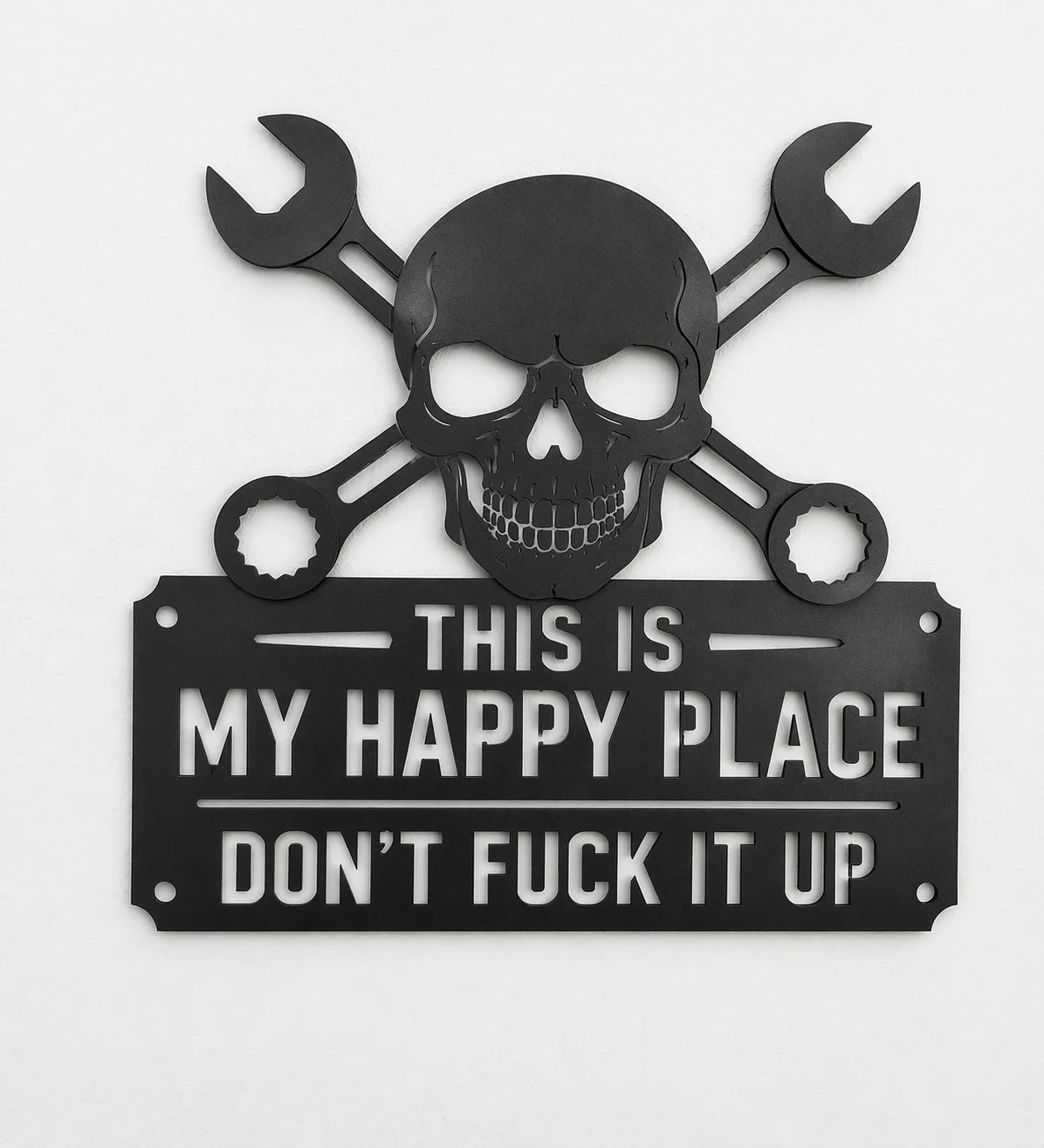 💀🔧"This Is My Happy Place"Metal Wall Art Sign
