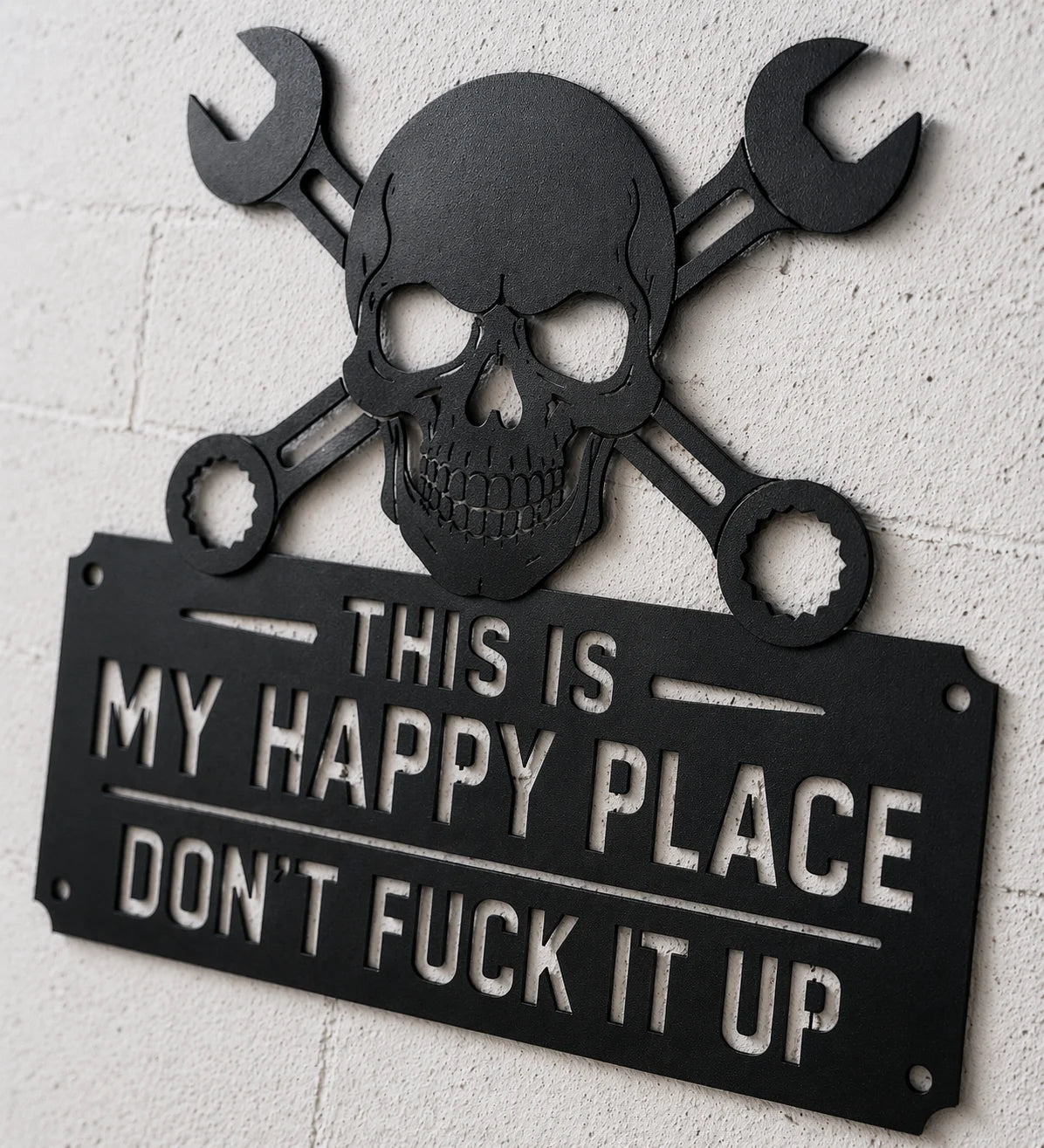 💀🔧"This Is My Happy Place"Metal Wall Art Sign