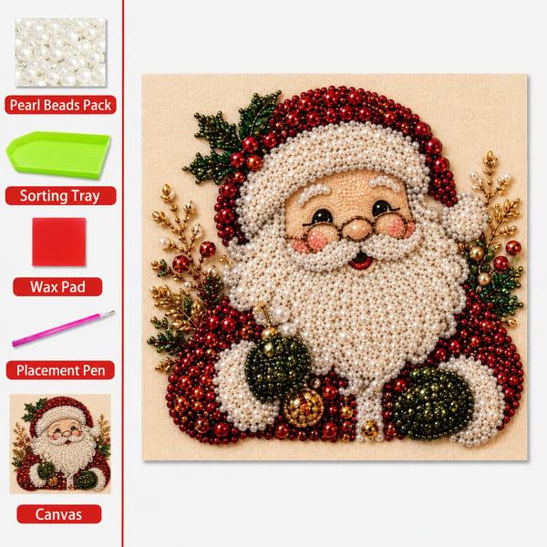 🎄 Early Christmas Pre-Sale 49% OFF – Premium 3D Pearl Christmas Diamond Painting Art Kit | Beads DIY Holiday Decor 🎅⛄️❄️