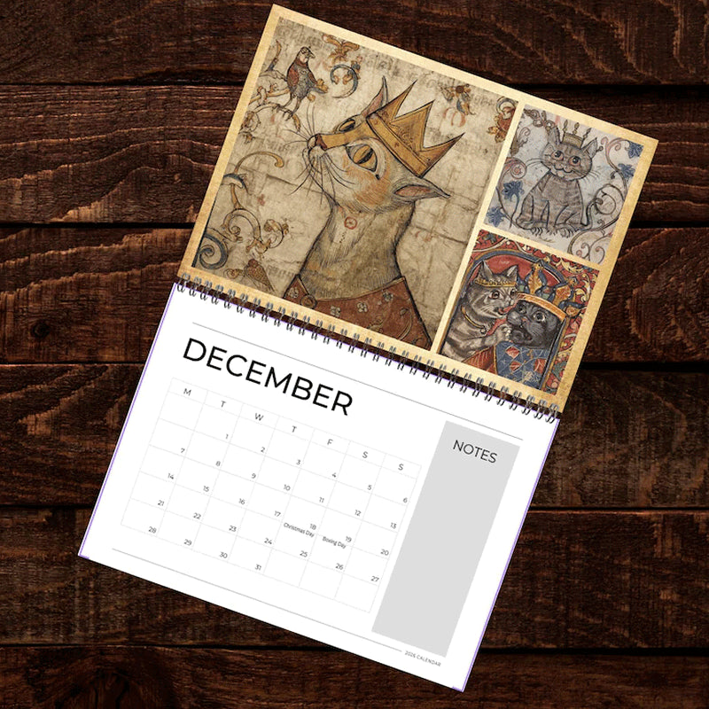 Medieval Cats with Crowns Calendar 2026