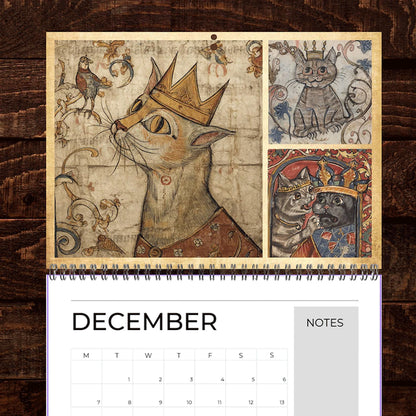 Medieval Cats with Crowns Calendar 2026