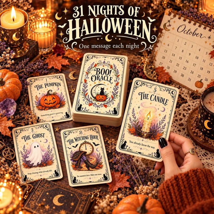 🎃 Sweet & Spooky Halloween Oracle Deck – 31 Daily Spooky Messages for October