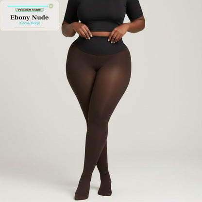 High Waist Shaping Fleece Lined Tights | Natural Skin-Tone Sheer Look, Warm & Slimming
