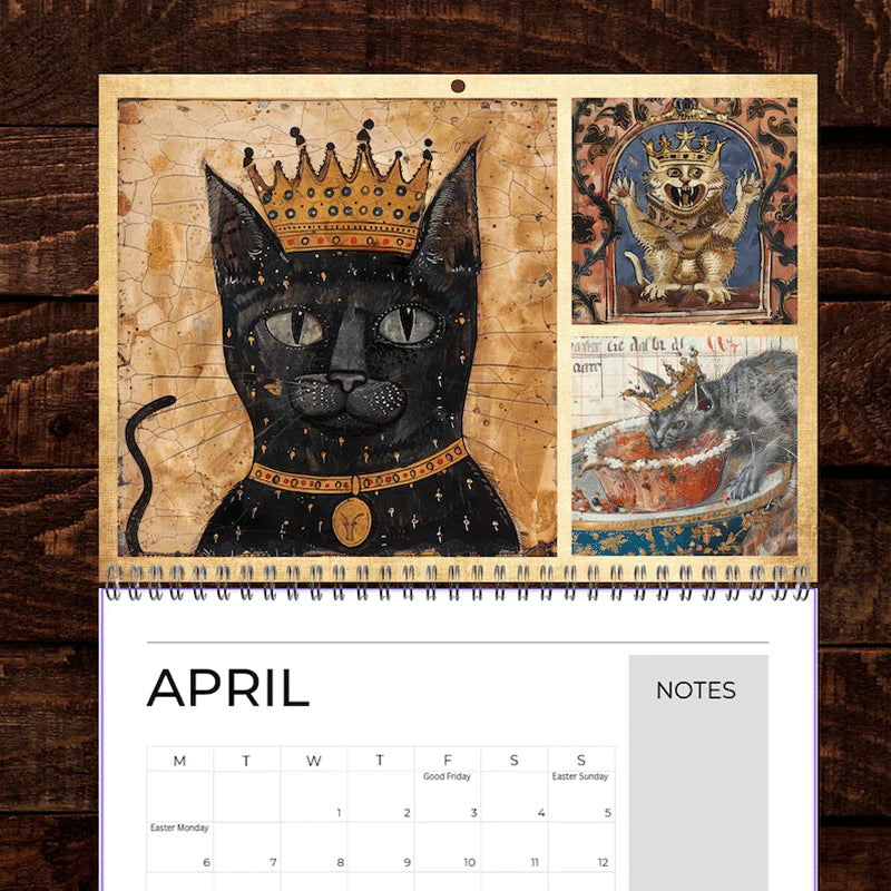 Medieval Cats with Crowns Calendar 2026