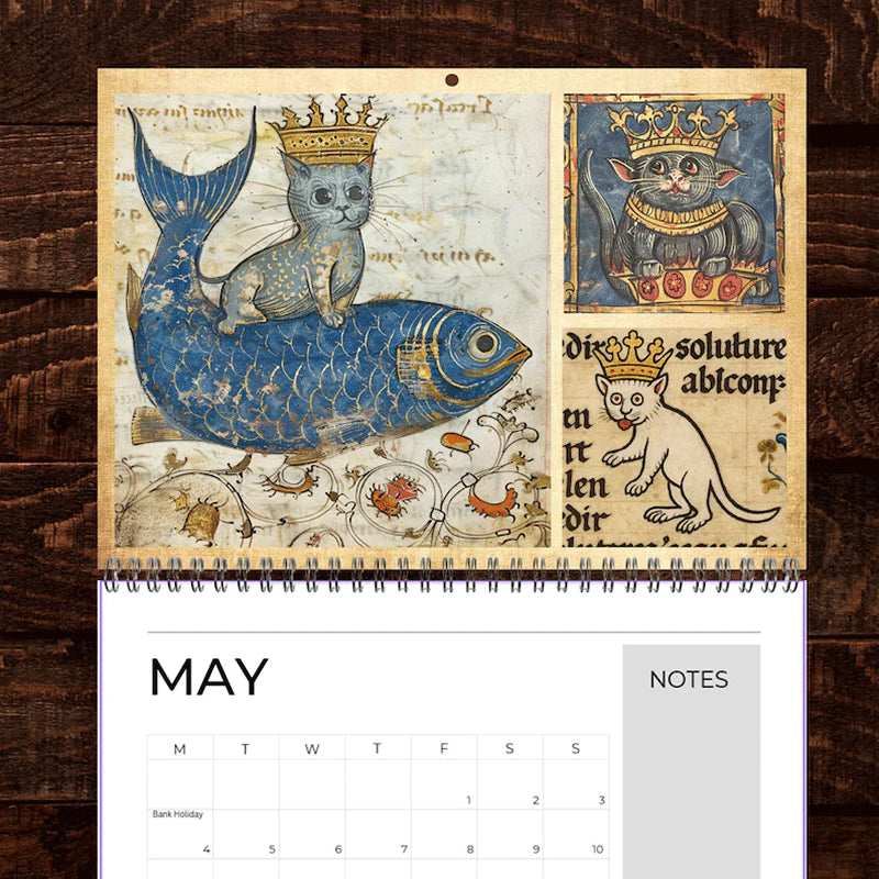 Medieval Cats with Crowns Calendar 2026