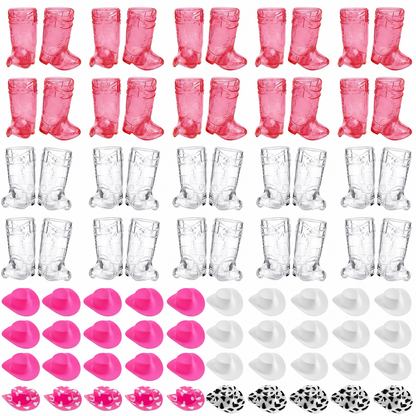 Plastic Cowboy Boot Shot Glasses with Mini Hats
